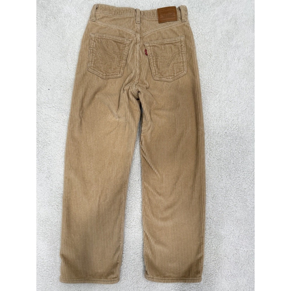 Levi Corduroy Pants Size 27 Tan Wide Leg High Rise Cotton Casual Retro Chic - Picture 3 of 11